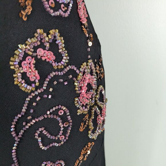 Vintage Sue Wong Prom Dress Midi Gown 10 Black Pink Silk Fairy Y2K Whimsigoth - Picture 6 of 13